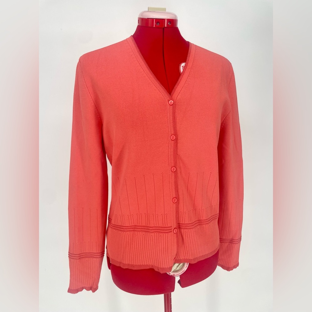 2FOR$20 Y2K Hadi Collection Coral Cardigan Button Front Knit Sweater Lightweight